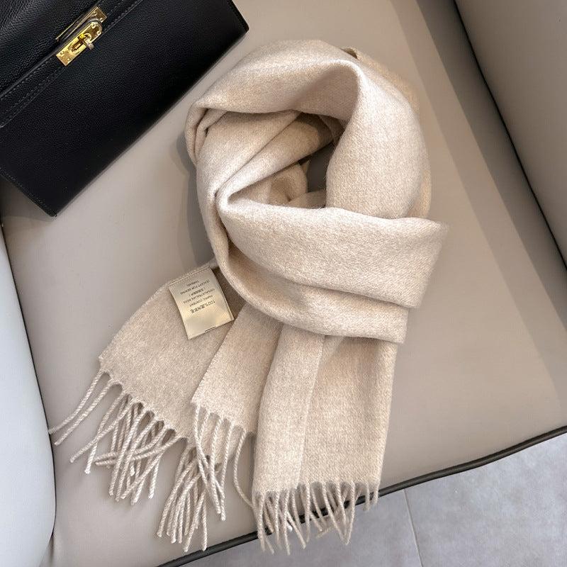 Pure Wool Students Warm-keeping All-matching Tassel Narrow Scarf Couple Wholesale