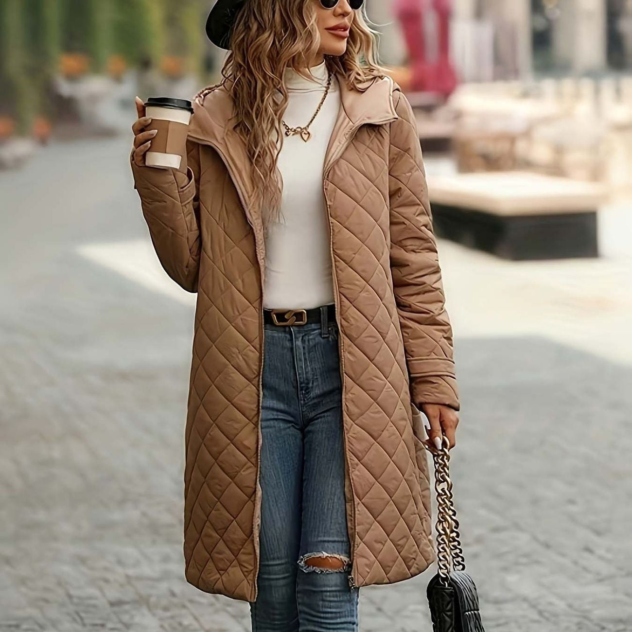 Rhombus New Loose Hooded Cotton Casual Jacket