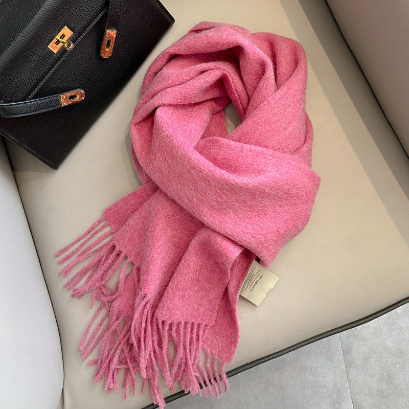 Pure Wool Students Warm-keeping All-matching Tassel Narrow Scarf Couple Wholesale